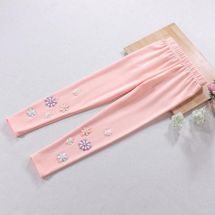 Mädchen Leggings mit floralem Applikationsdesign Drune