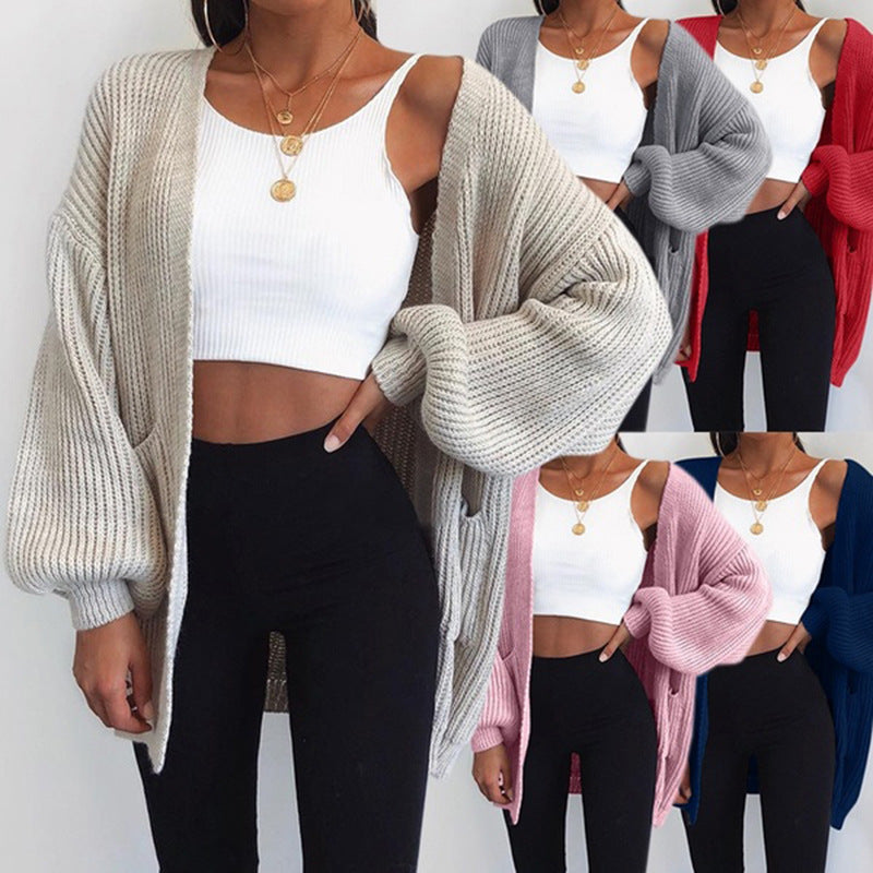 Damen Grobstrick-Cardigan mit oversized Ärmeln und praktischen Taschen Drune
