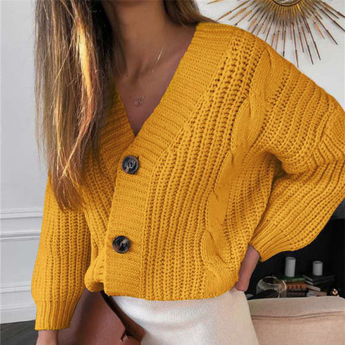 Damen Grobstrickcardigan mit modischem Zopfmuster und großen Knöpfen Drune