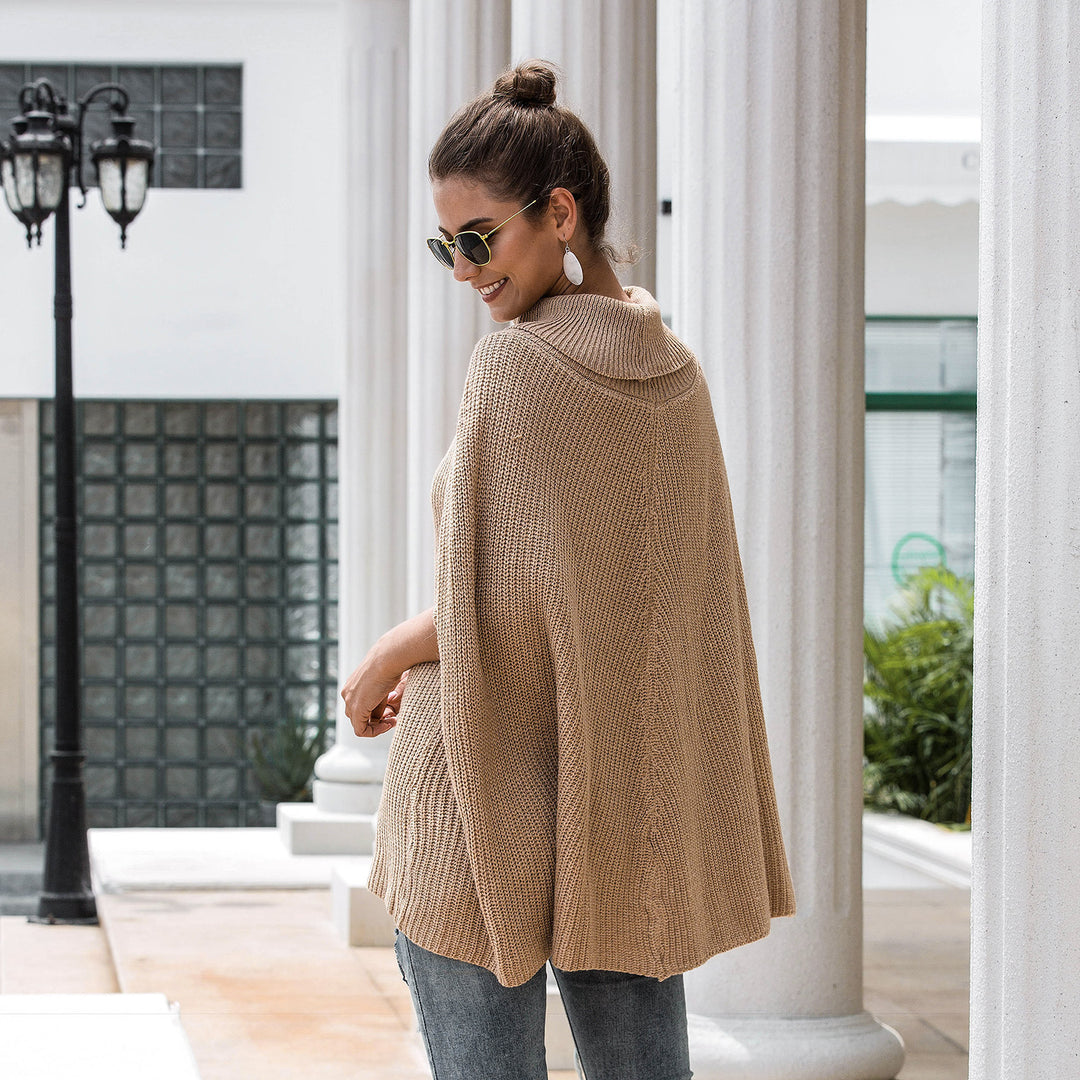 Damen Strickponcho mit hochgeschlossenem Kragen und lässigem Schnitt Drune
