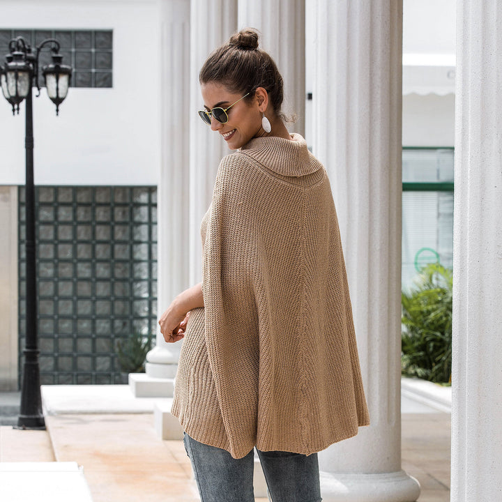 Damen Strickponcho mit hochgeschlossenem Kragen und lässigem Schnitt Drune