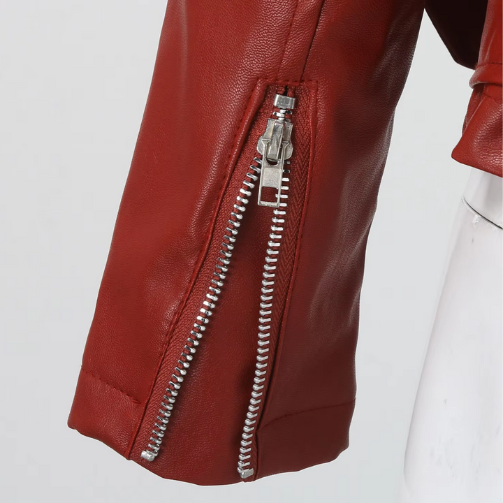 Drune | Jacke Damen Biker Modell mit Gürtel und Reißverschlussdetails