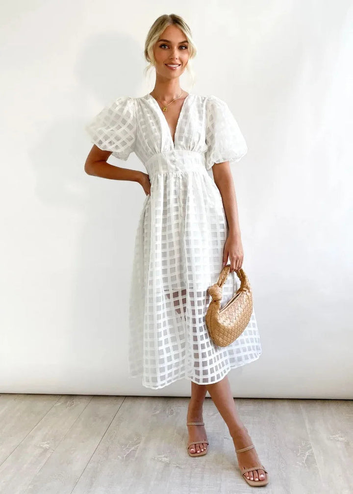 Drune | Puffärmel Midi-Kleid