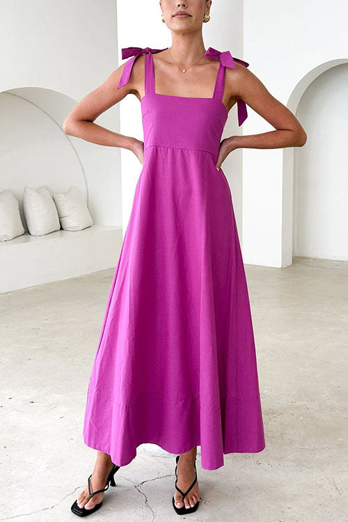 Drune | Rosiedress Schleifen-Schulter Empire Taille Swing Maxi Cami Kleid