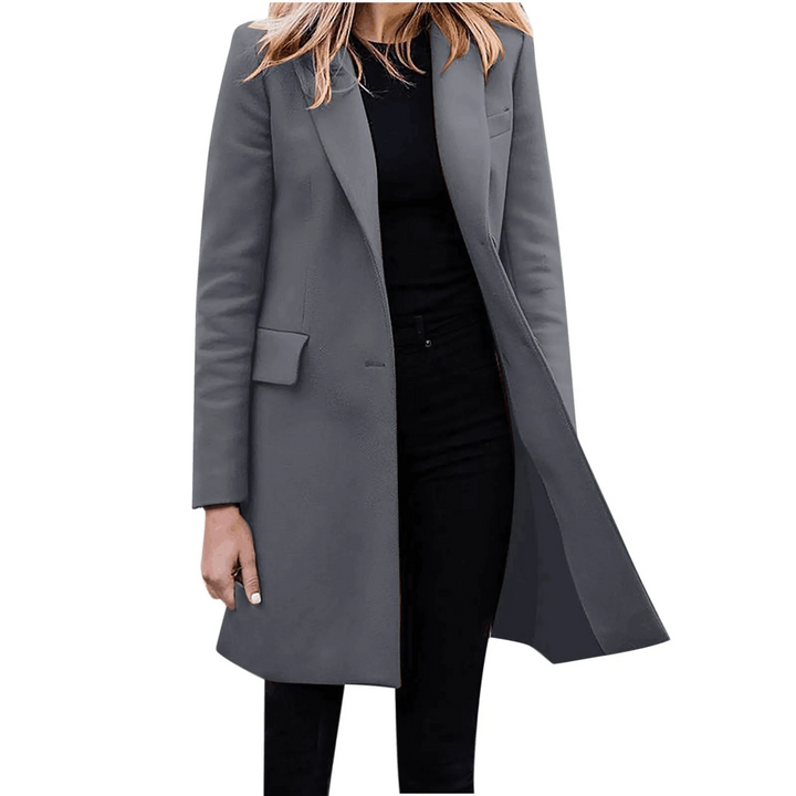 Drune | Damen Slim Fit Mantel Jacke, Ein Knopf Wolle Mix Lange Jacke