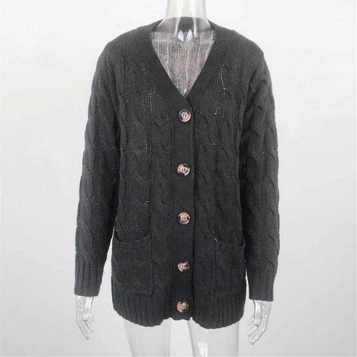 Drune | Stylische Lange Strickjacke Für Damen Mit Knopfleiste