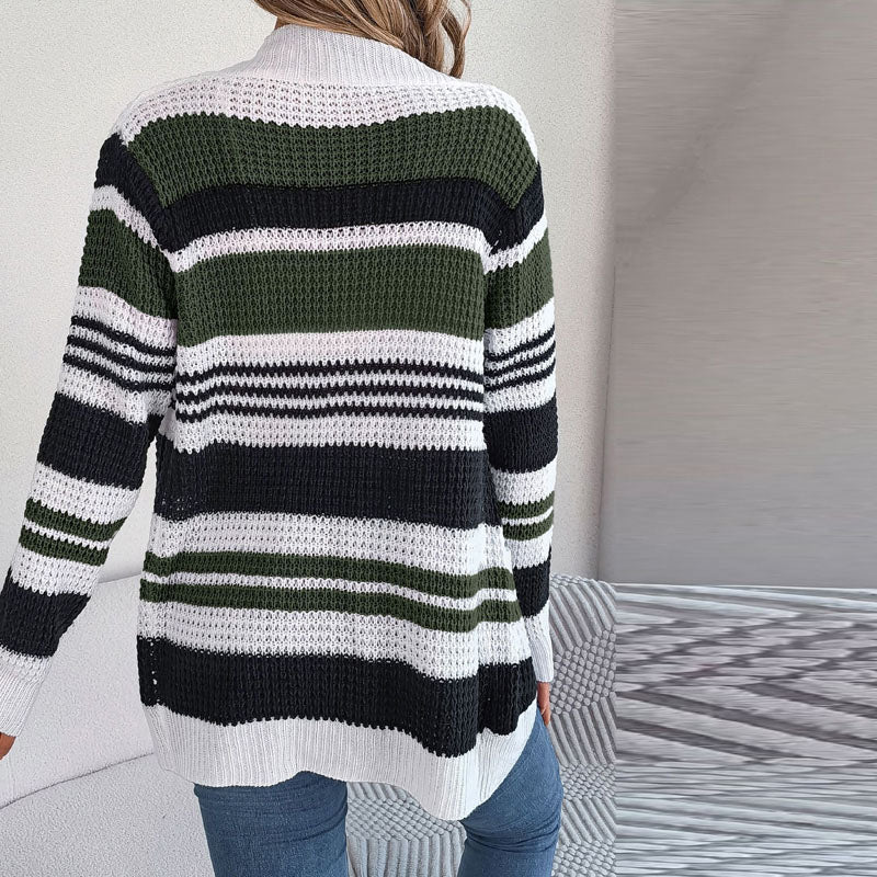 Drune | Gestreifte Strick-Strickjacke Mit Modernem Look