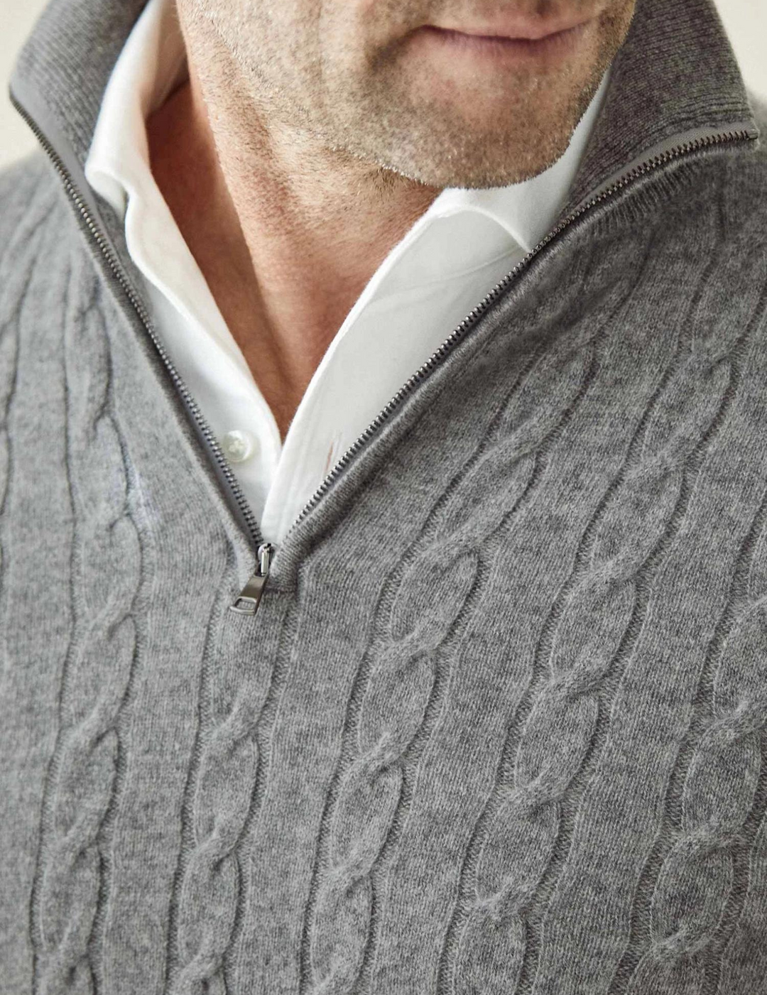 Drune | Zopfmuster Strickpullover mit Reißverschluss - Eleganter Business & Freizeit Pullover