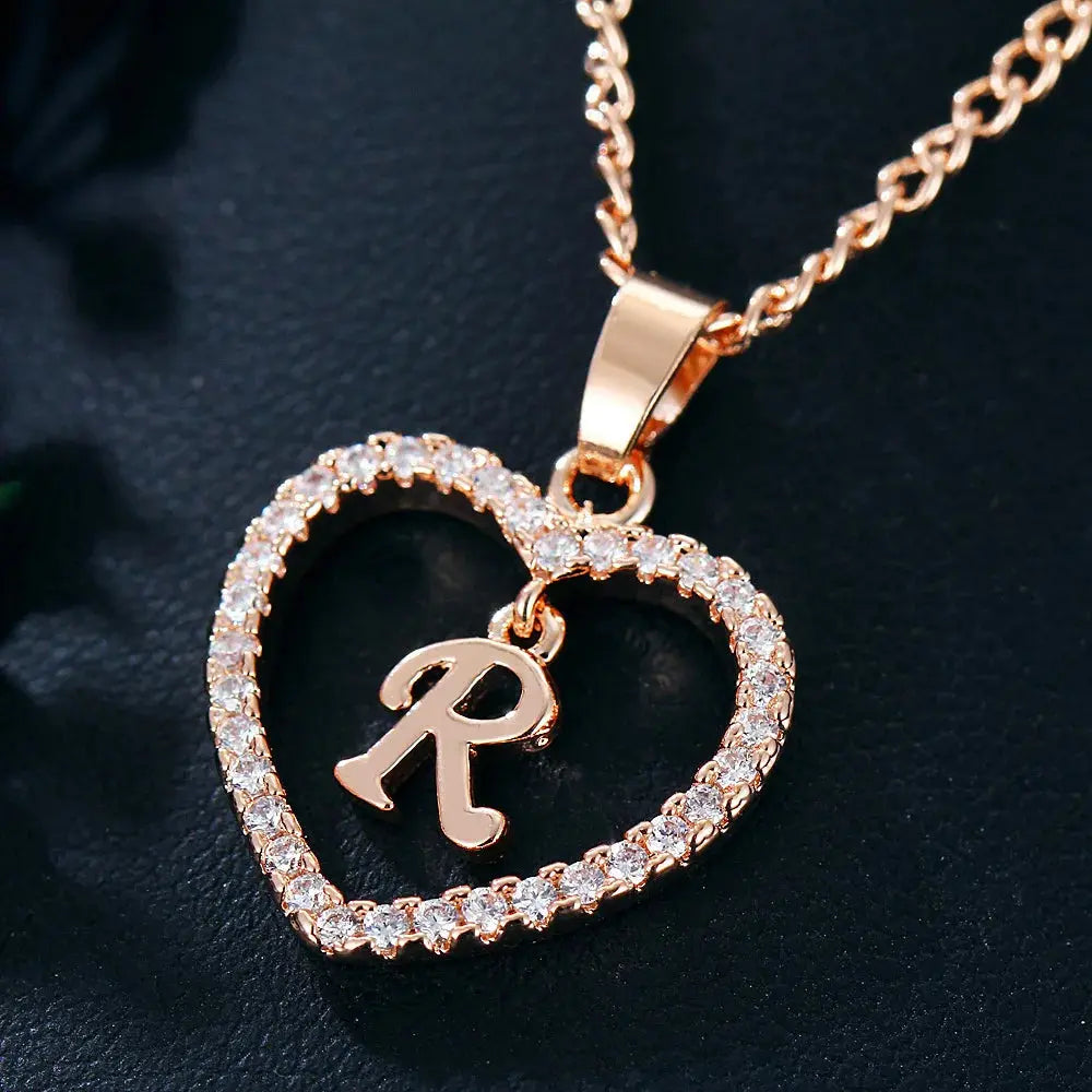 Drune | Buchstaben Zirkon Liebe Kette Schmuck Anhänger