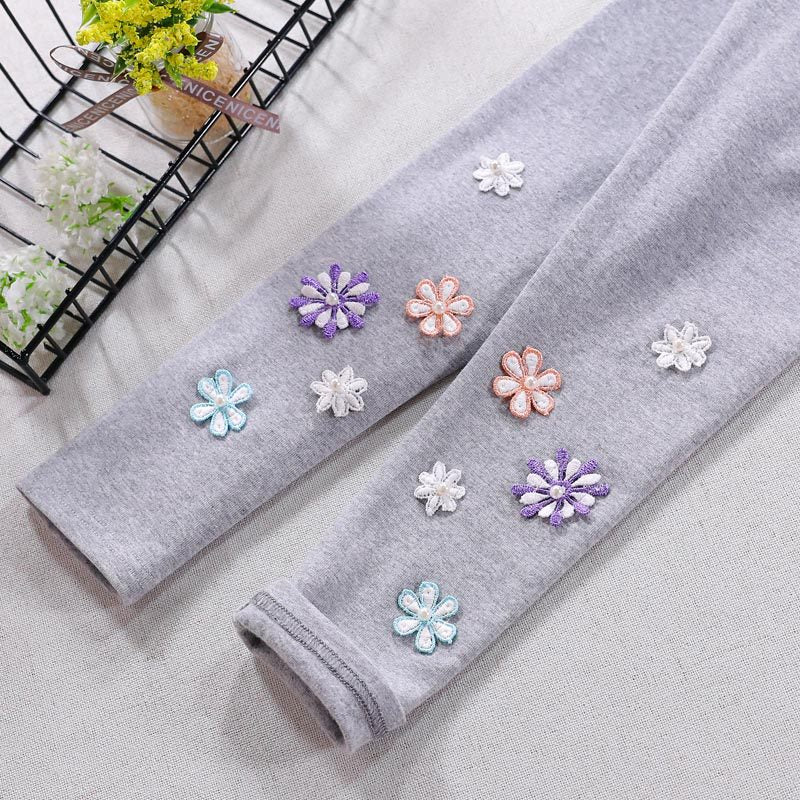 Mädchen Leggings mit floralem Applikationsdesign Drune