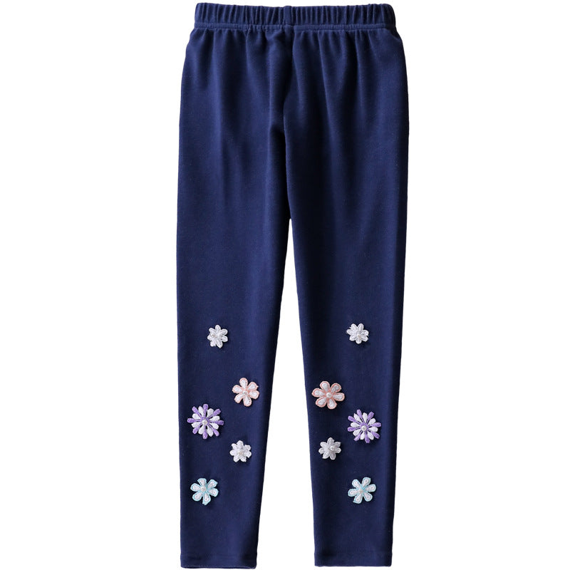 Mädchen Leggings mit floralem Applikationsdesign Drune