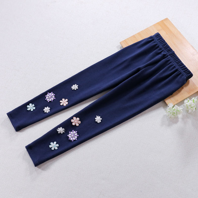 Mädchen Leggings mit floralem Applikationsdesign Drune