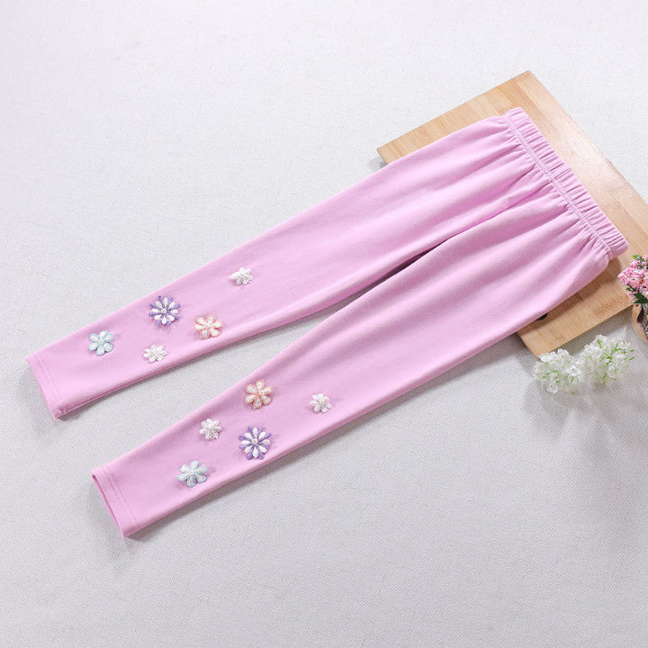 Mädchen Leggings mit floralem Applikationsdesign Drune