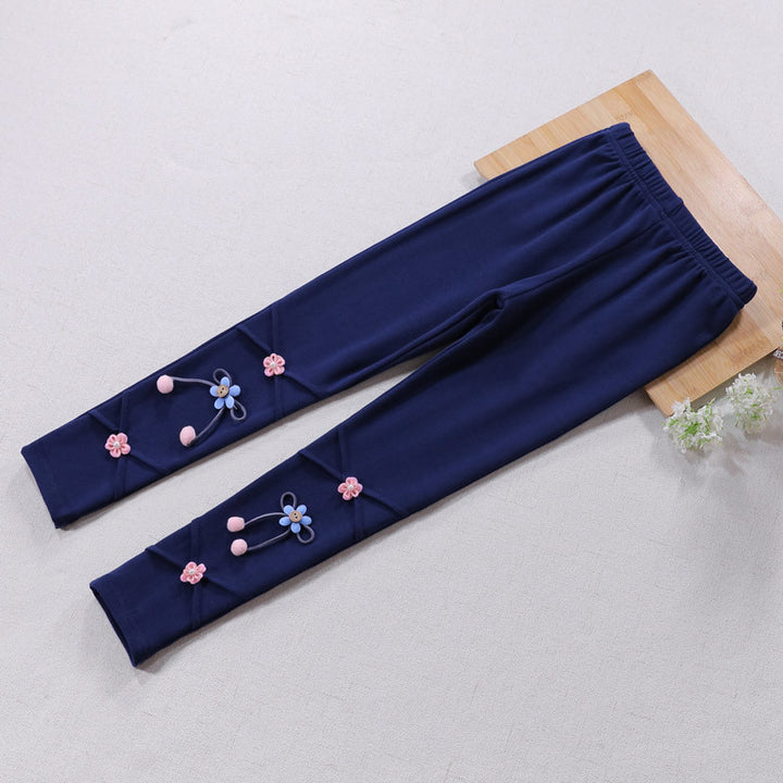 Mädchen Leggings mit floralen Applikationen Drune