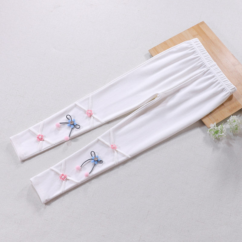 Mädchen Leggings mit floralen Applikationen Drune