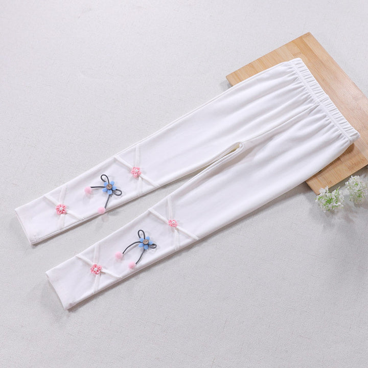 Mädchen Leggings mit floralen Applikationen Drune