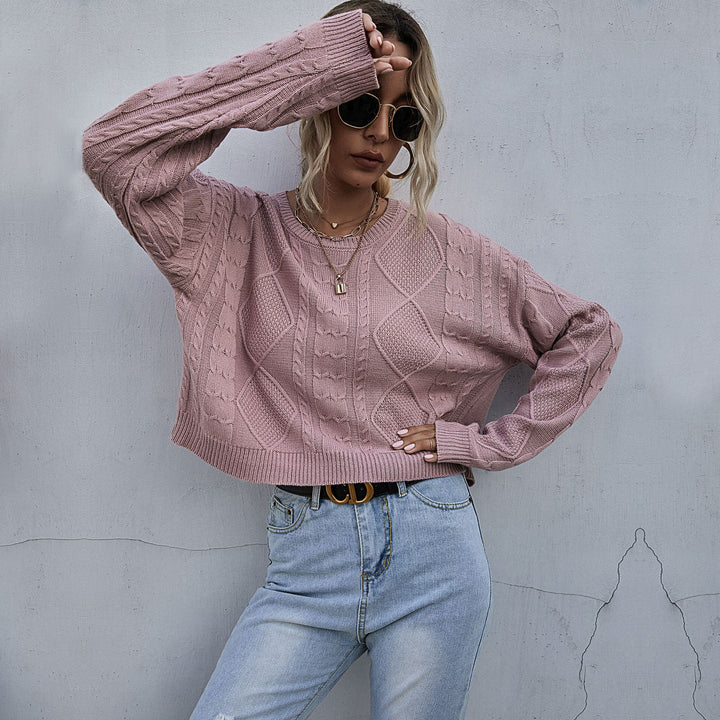 Damen lässiger Strickpullover mit modernem Zopfmuster und oversized Schnitt Drune