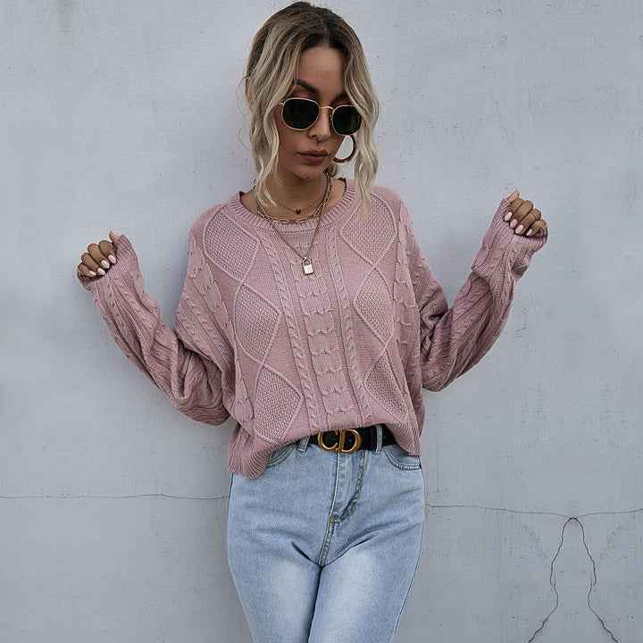 Damen lässiger Strickpullover mit modernem Zopfmuster und oversized Schnitt Drune