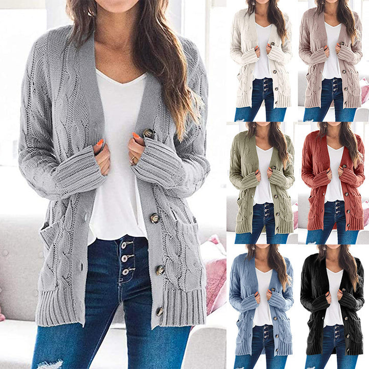 Damen Strickjacke mit dekorativen Zopfmuster und praktischen Taschen Drune