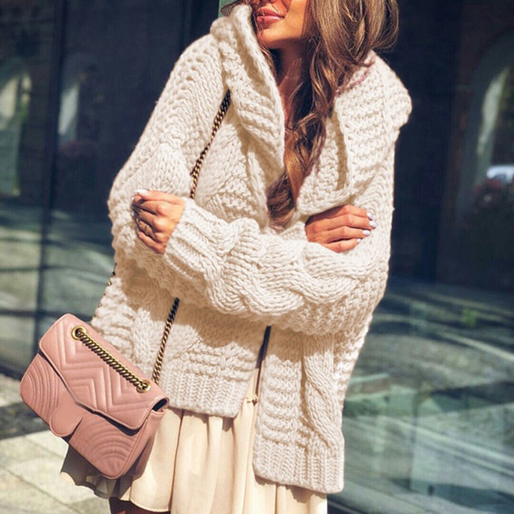 Damen Grobstrick-Cardigan mit voluminösen Ärmeln und lässigem Schnitt Drune