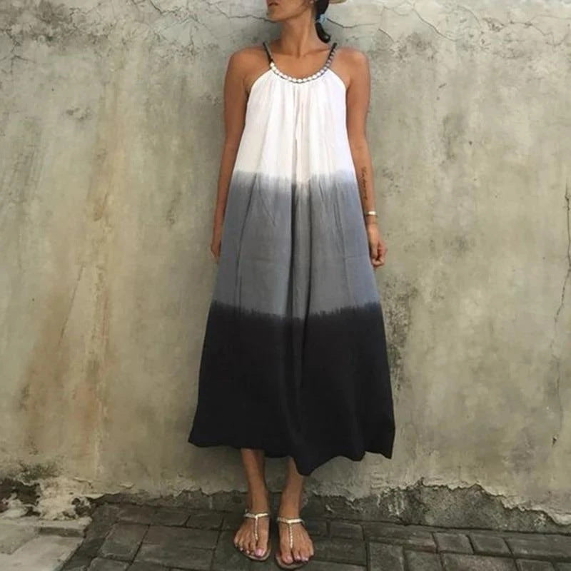 Damen Maxikleid mit plissiertem Oberteil und verziertem Träger Drune