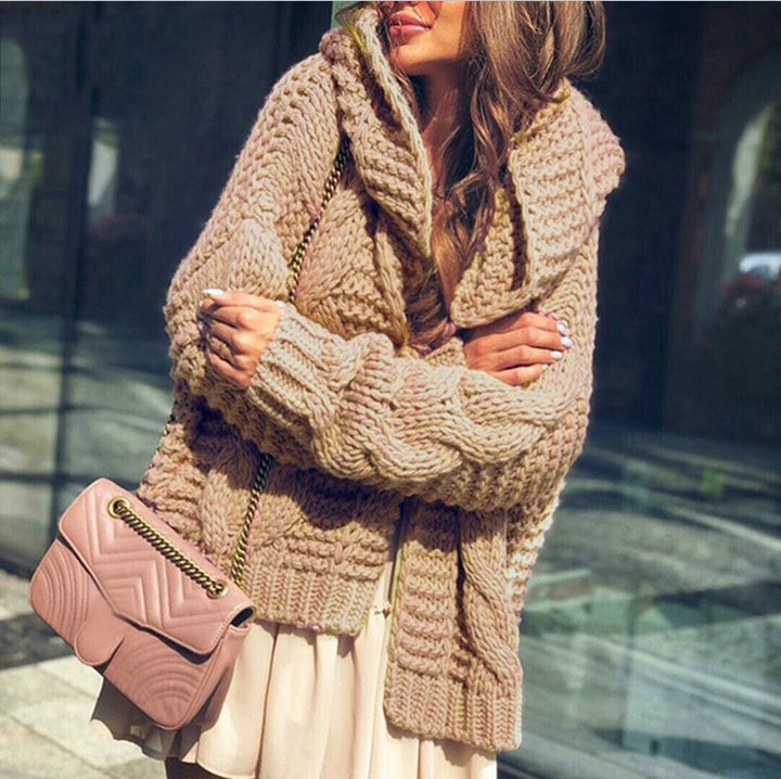 Damen Grobstrick-Cardigan mit voluminösen Ärmeln und lässigem Schnitt Drune