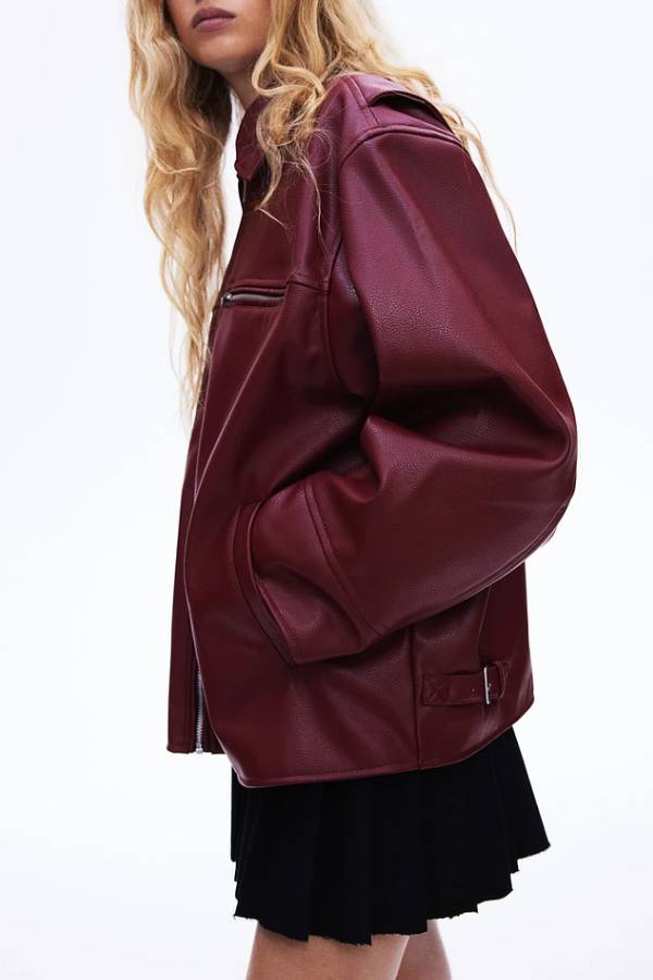Drune | Revers Langarm Pocket Reißverschluss Lederjacke