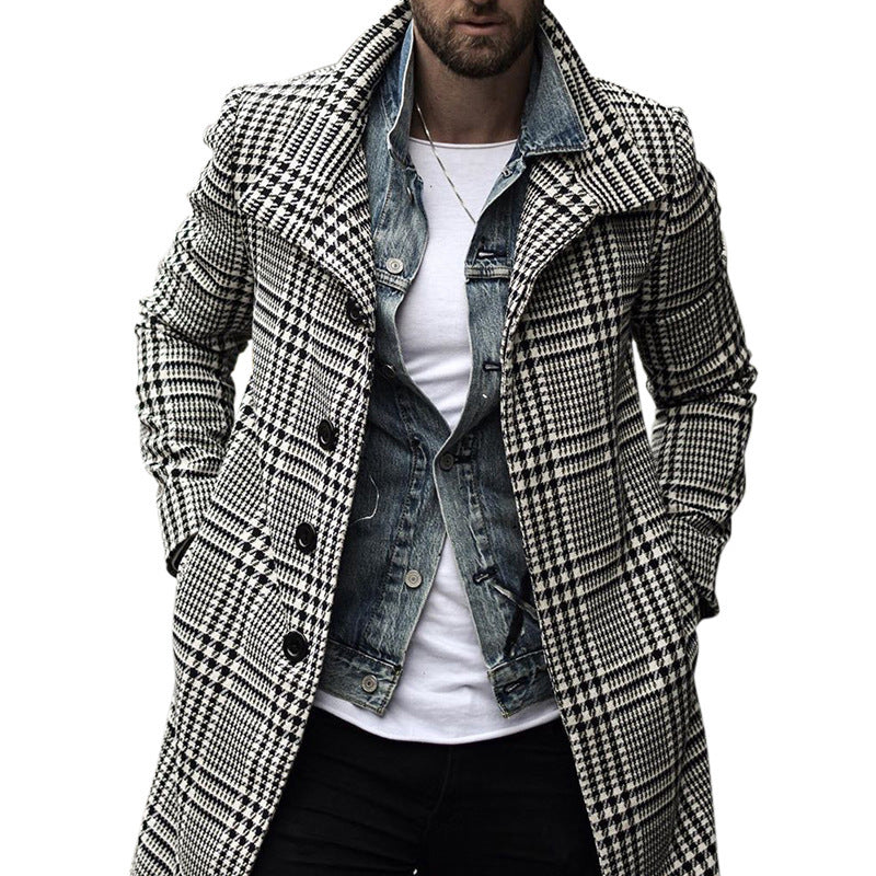 Herren eleganter Karomantel mit modernen Details Drune