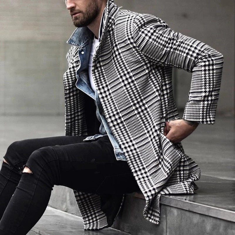 Herren eleganter Karomantel mit modernen Details Drune