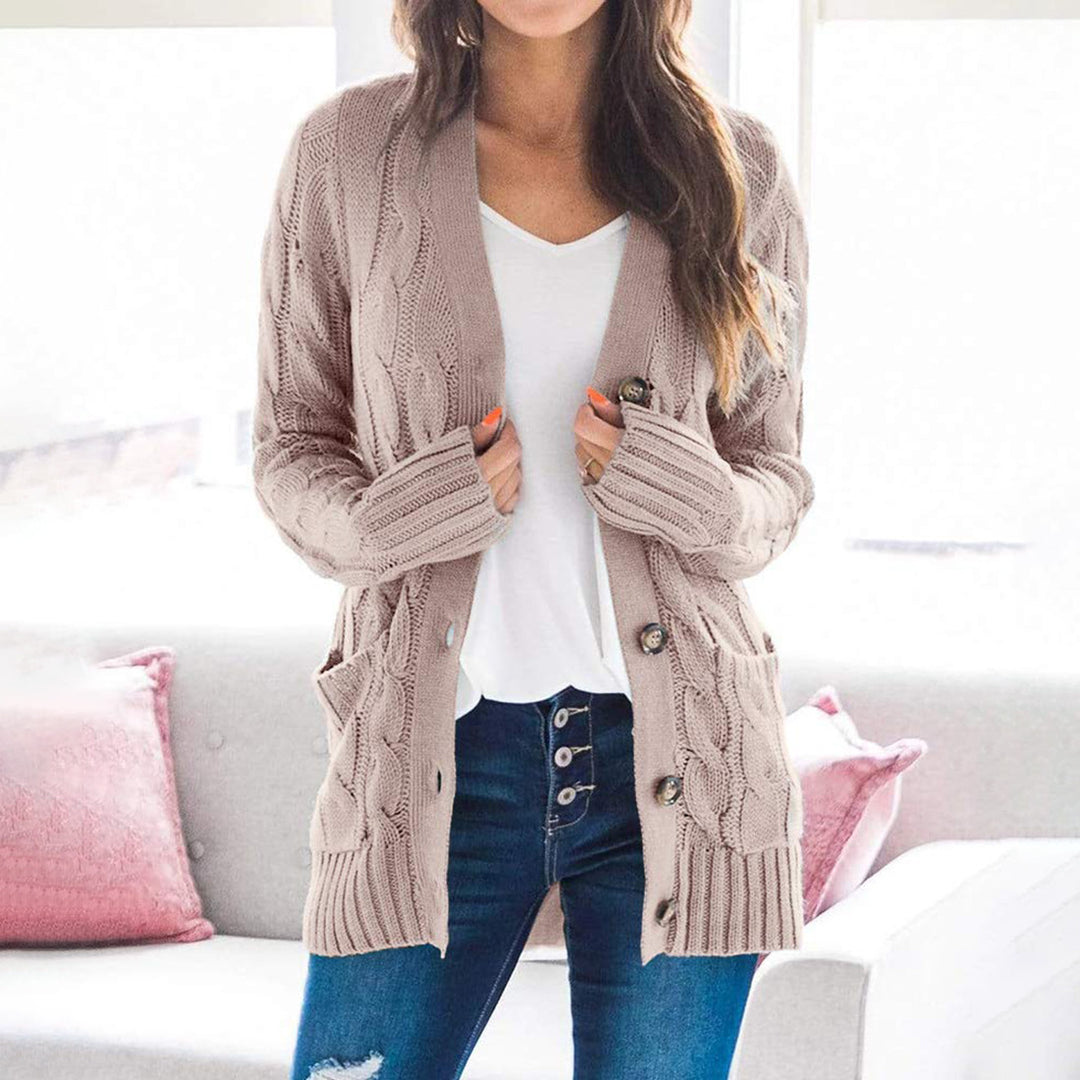 Damen Strickjacke mit strukturiertem Zopfdesign und praktischen Taschen Drune