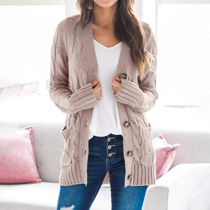 Damen Strickjacke mit strukturiertem Zopfdesign und praktischen Taschen Drune