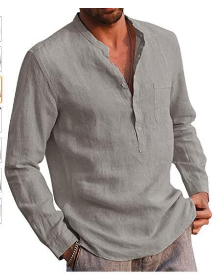 Herren Leinenhemd mit halblangem Schnitt und praktischer Brusttasche Drune