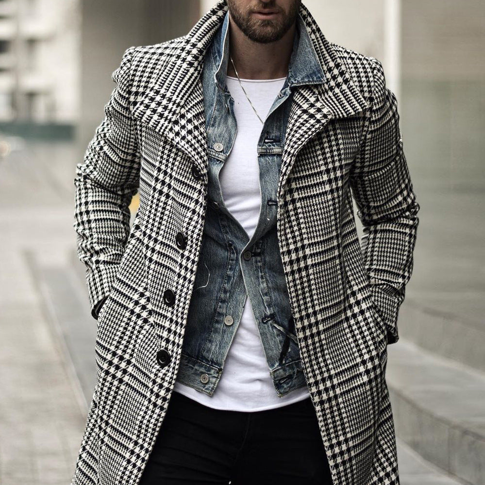 Herren eleganter Karomantel mit modernen Details Drune