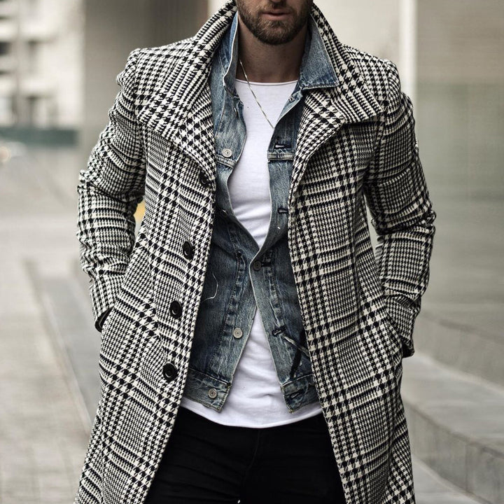 Herren eleganter Karomantel mit modernen Details Drune