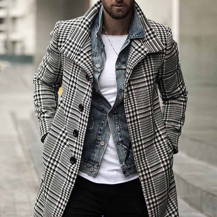 Herren eleganter Karomantel mit modernen Details Drune
