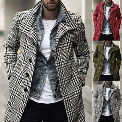 Herren eleganter Karomantel mit modernen Details Drune