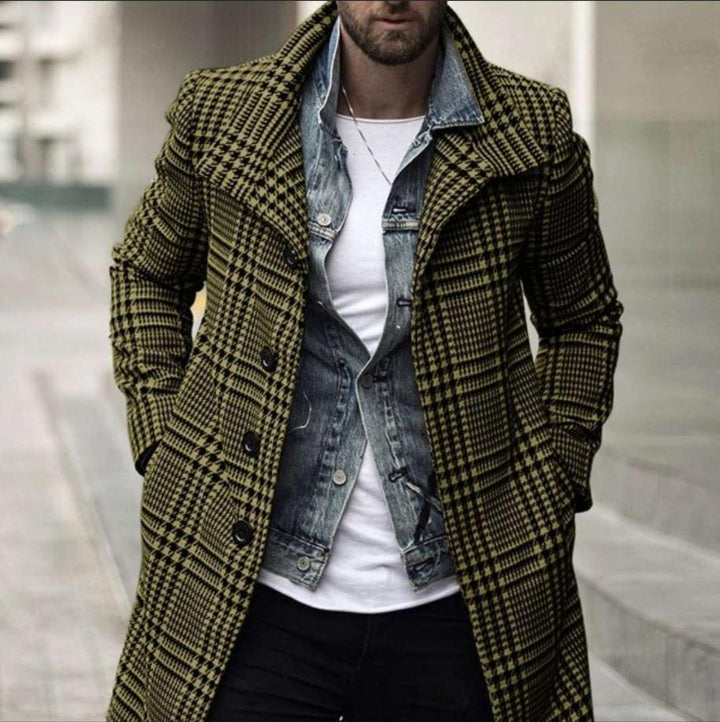 Herren eleganter Karomantel mit modernen Details Drune
