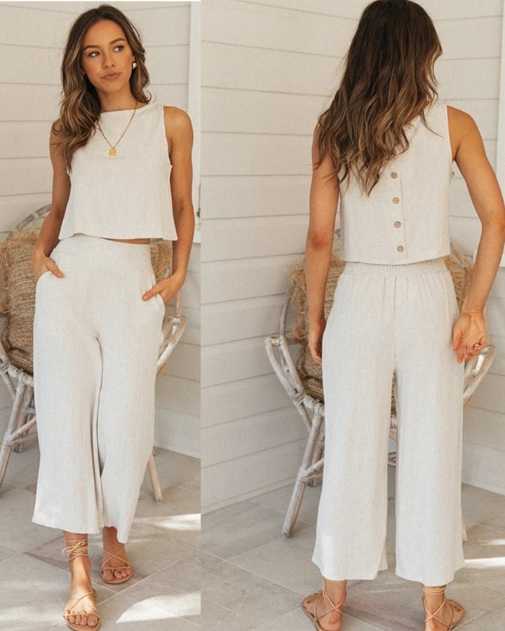 Damen Zweiteiler mit lässigem Schnitt und elegantem Button-Design Drune