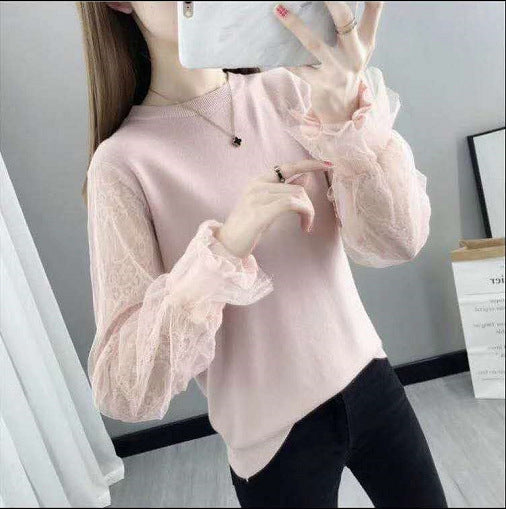 Damen Pullover mit transparenten, voluminösen Ärmeln Drune