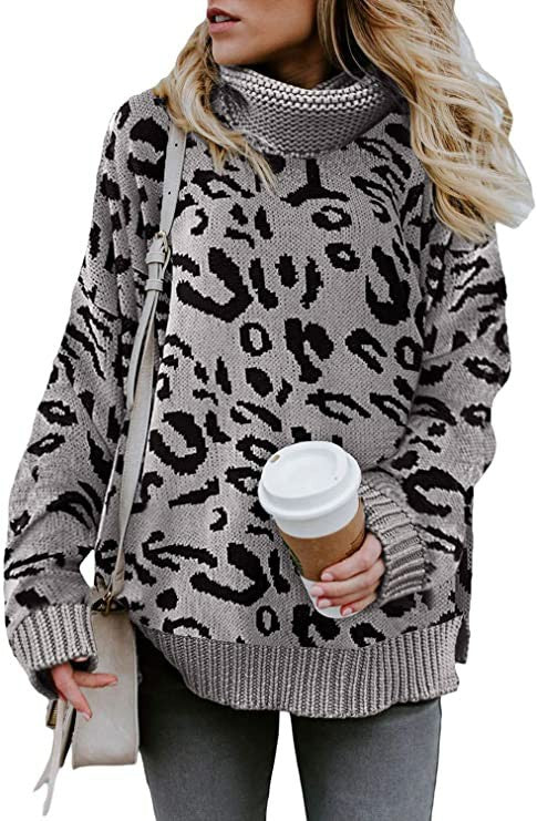 Damen modischer Pullover mit Leopardenmuster Drune
