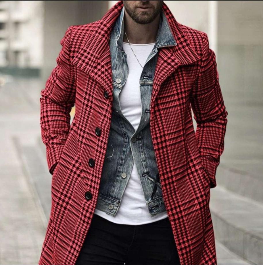 Herren eleganter Karomantel mit modernen Details Drune