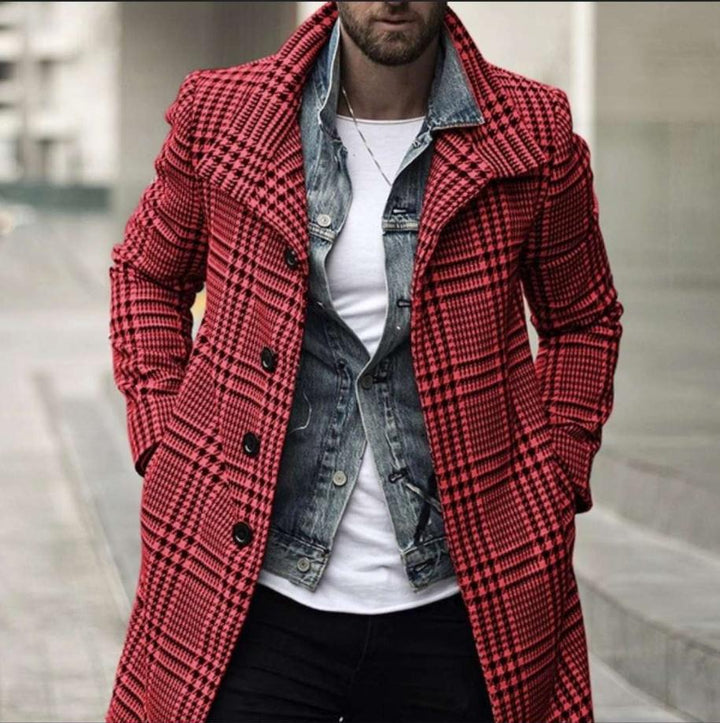 Herren eleganter Karomantel mit modernen Details Drune