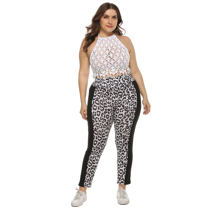 Damen figurbetonte Leggings mit Animal Print und seitlichen Kontraststreifen Drune