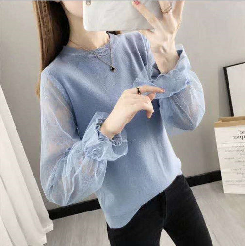 Damen Pullover mit transparenten, voluminösen Ärmeln Drune