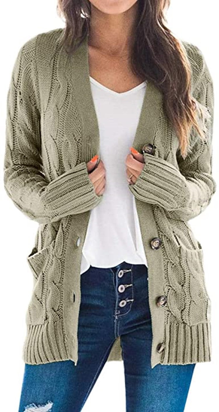 Damen Strickjacke mit eleganter Zopfmusterung und praktischen Taschen Drune