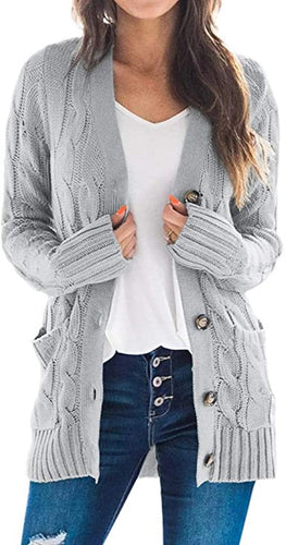 Damen Strickcardigan mit modischem Zopfmuster und praktischen Taschen Drune