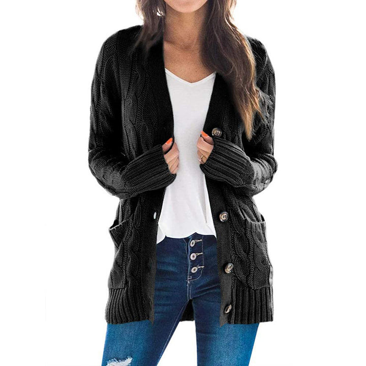 Damen Grobstrick-Cardigan mit praktischen Taschen und Knopfdetail Drune