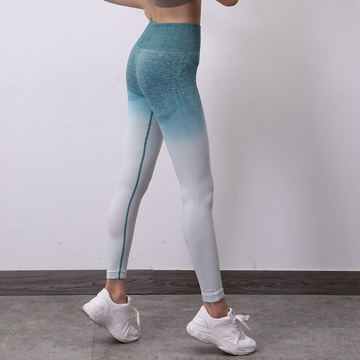 Damen Hochwertige Fitness-Leggings mit innovativem Farbverlauf und hohem Bund Drune