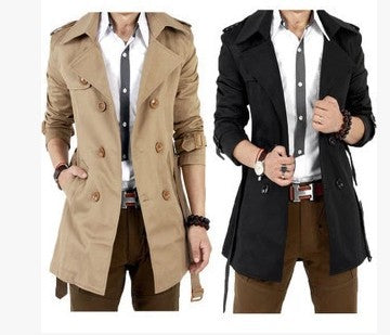 Herren Trendiger Trenchcoat mit doppelter Knopfleiste und praktischen Taschen Drune