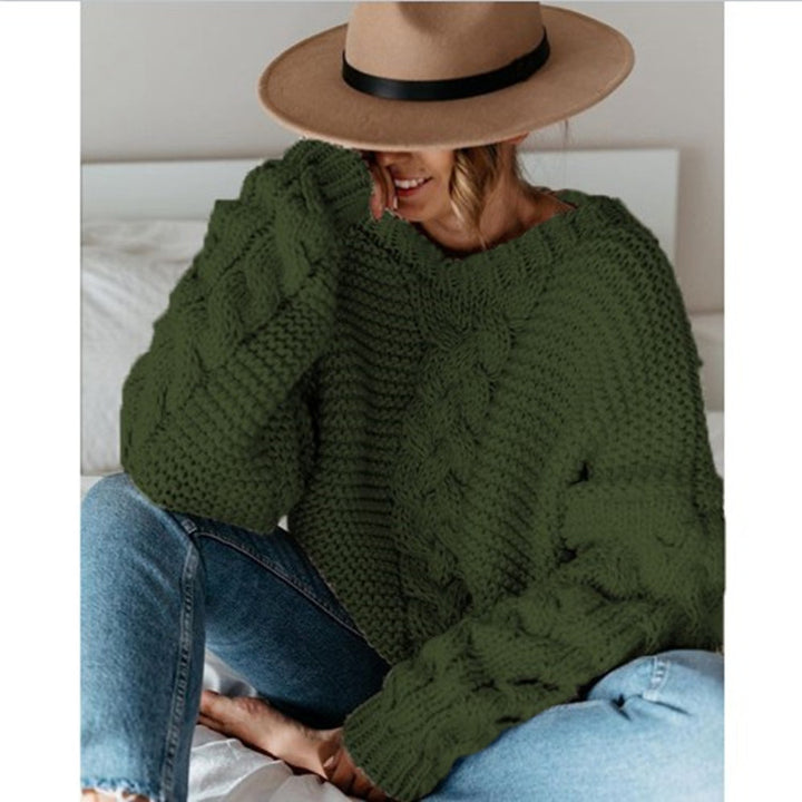 Damen Grobstrickpullover mit elegantem Zopfmuster und weitem Schnitt Drune